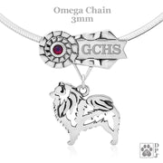 Grand Champion Silver Keeshond necklace in sterling silver, Keeshond Best In Show gifts in sterling silver