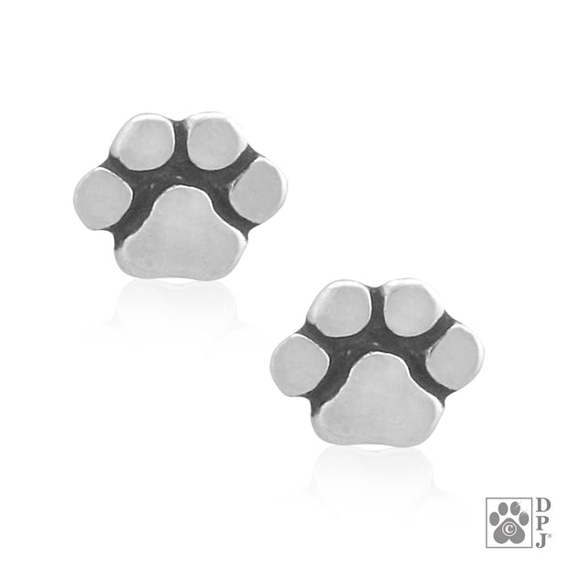 Paw print studs in sterling silver, Top rated gifts for dog and cat owners