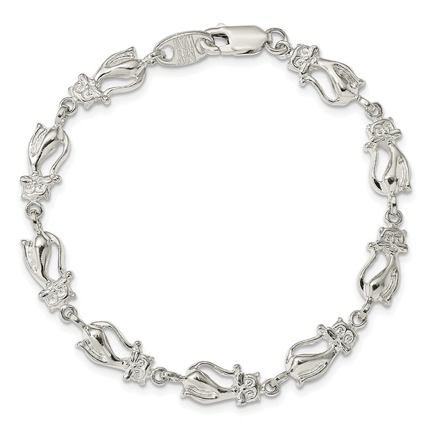 Sterling Silver 9-Lives Cat Bracelet
