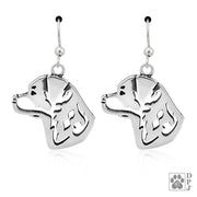 Sterling silver Rottweiler earrings head study on french hooks, Rottweiler gifts