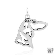 Dachshund Pendant Necklace in Sterling Silver, Smooth
