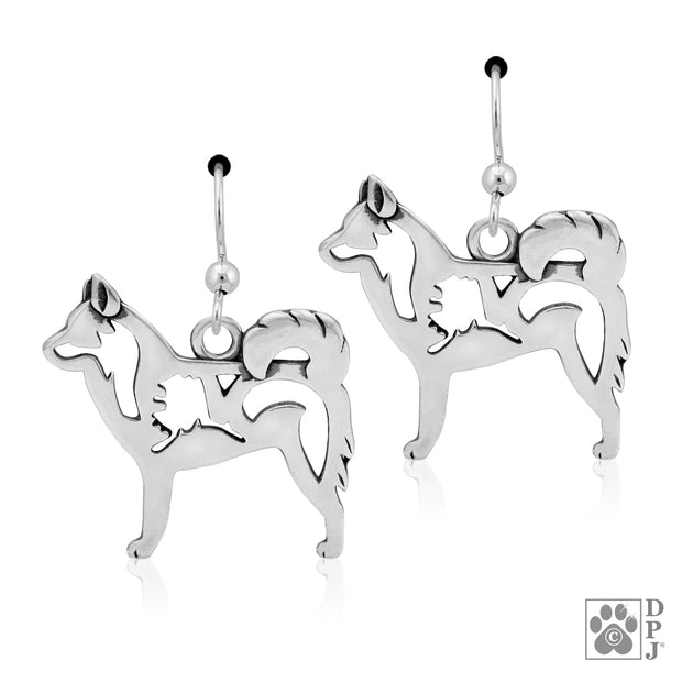 Alaskan Klee Kai earrings in sterling silver on french hooks, Best Alaskan Klee Kai gift ideas