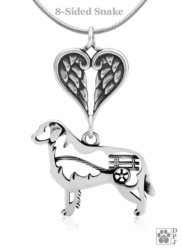 Bernese Mountain Dog Angel Pendant, Sterling Silver Custom Memorial Gift