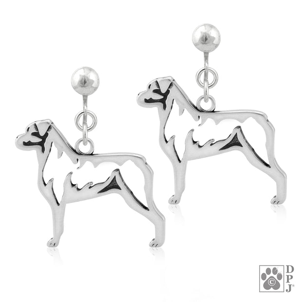 Sterling Silver Rottweiler Earrings
