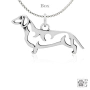 Dachshund Necklace Jewelry in Sterling Silver, Smooth