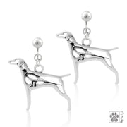 Vizsla clip-on earrings in sterling silver, Stylish Vizsla bling