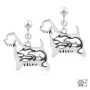 West Highland White Terrier clip-on earrings in sterling silver, Stylish West Highland White Terrier bling