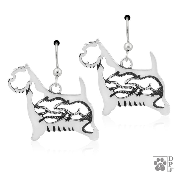 West Highland White Terrier earrings in sterling silver on french hooks, Best West Highland White Terrier gift ideas