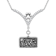VIP Border Collie Sizzlling Crouch CZ Necklace, Body
