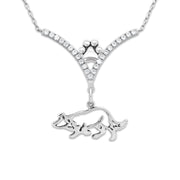 VIP Border Collie Small Crouch CZ Necklace, Body