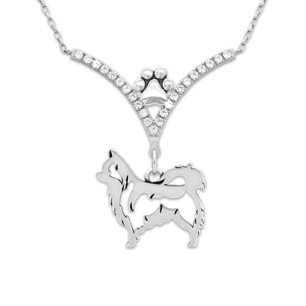 VIP Chihuahua Longhaired CZ Necklace, Body