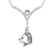 VIP Chihuahua Longhaired CZ Necklace, Head