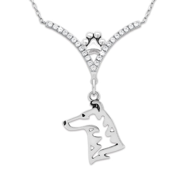 VIP Collie Smooth Coat CZ Necklace, Head