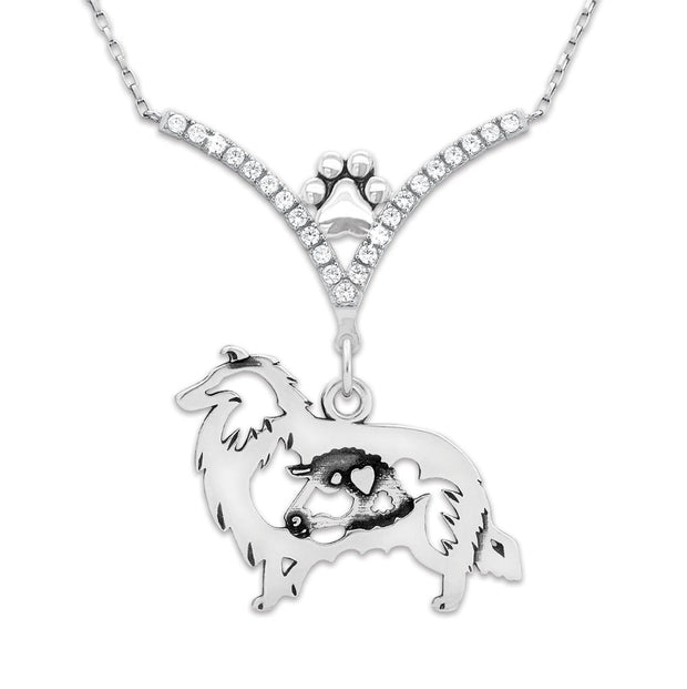 VIP Collie Rough Coat w/Sheep CZ Necklace, Body
