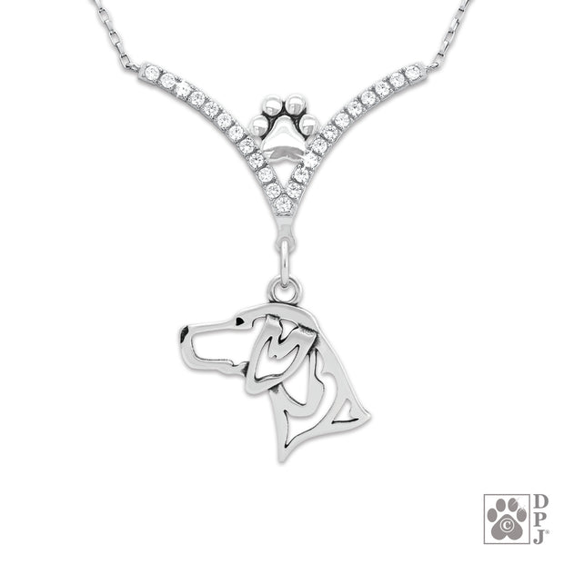 Cubic zirconia German Shorthaired Pointer necklace in sterling silver, Luxury German Shorthaired Pointer jewelry and gifts