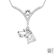 Luxury German Wirehaired Pointer cubic zirconia necklace in sterling silver, High end German Wirehaired Pointer jewelry and gifts