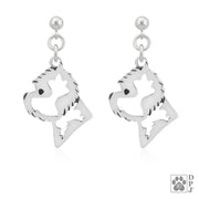 Sterling silver White Highland White Terrier earrings head study on dangle posts, West Highland White Terrier jewelry