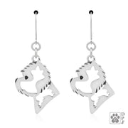 Sterling silver West Highland White Terrier earrings head study on leverbacks, West Highland White Terrier accessories