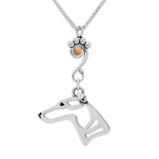 Whippet Crystal Necklace Dazzling Paws Jewelry