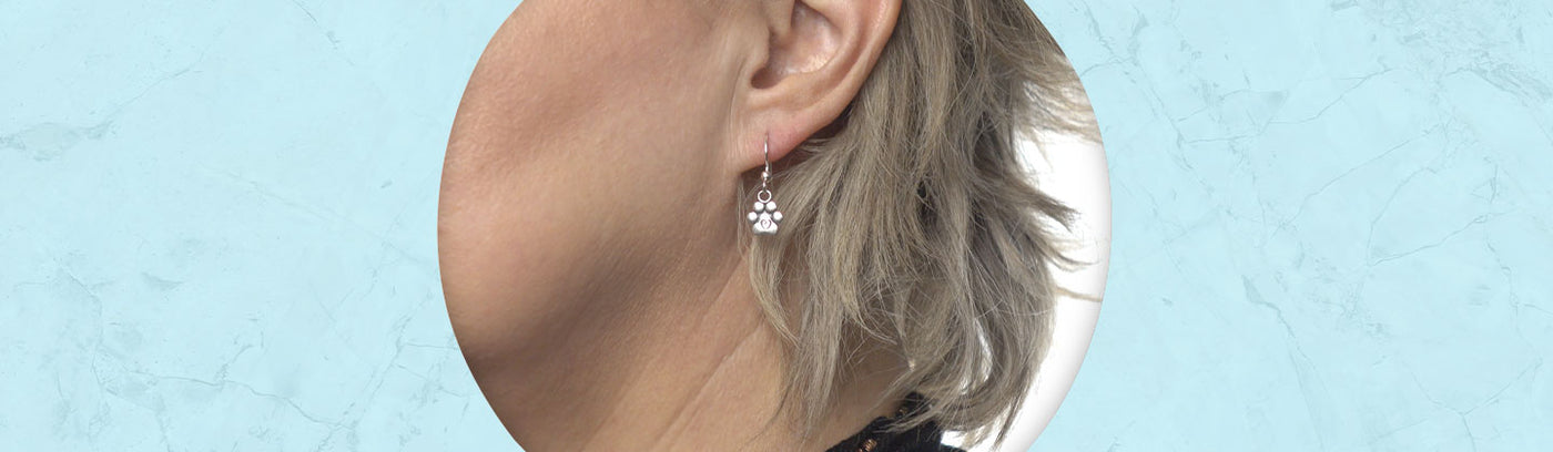 Small Paw Print Dangle Earrings
