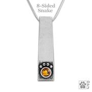 Personalized Sterling Silver Pillar Paws Pendant w/Crystal