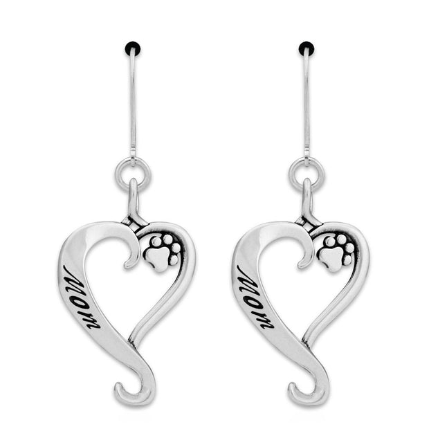 Dog Mom Earrings In Sterling Silver