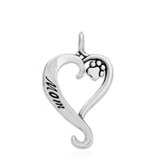 Dog Mom Pendant, Paw Print and Heart Necklace