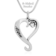 Dog Mom Pendant, Paw Print and Heart Necklace