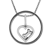 Dog Bone and Paw Print Necklace, Dog Lovers Jewelry & Gifts