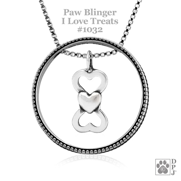 Paw Print Bling with I Love Treats Necklace