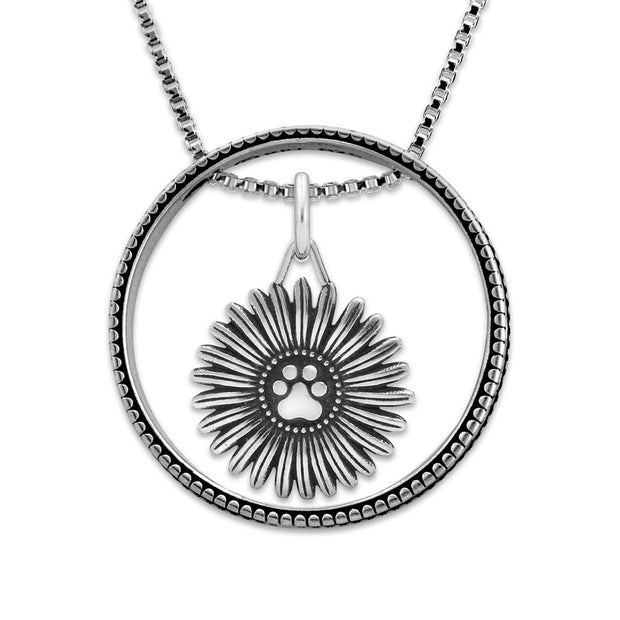 Paw Print Bling with Flower Pawer Necklace