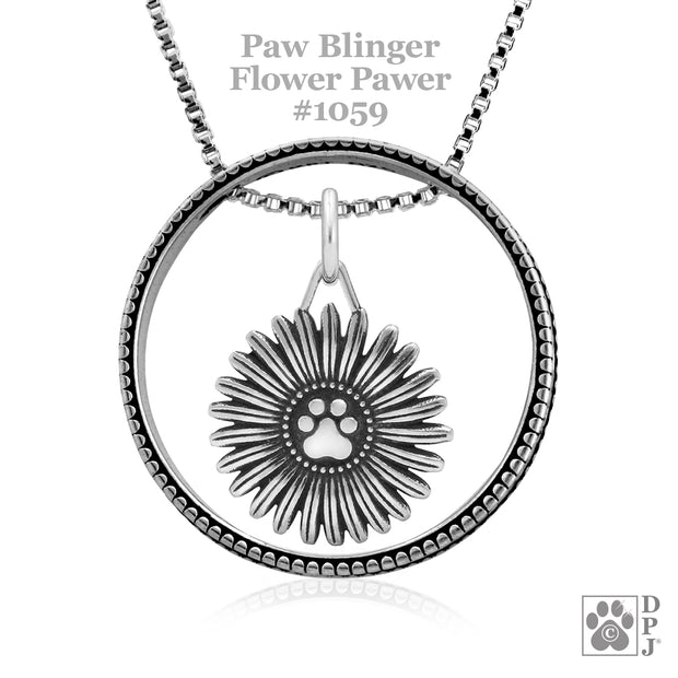 Paw Print Bling with Flower Pawer Necklace