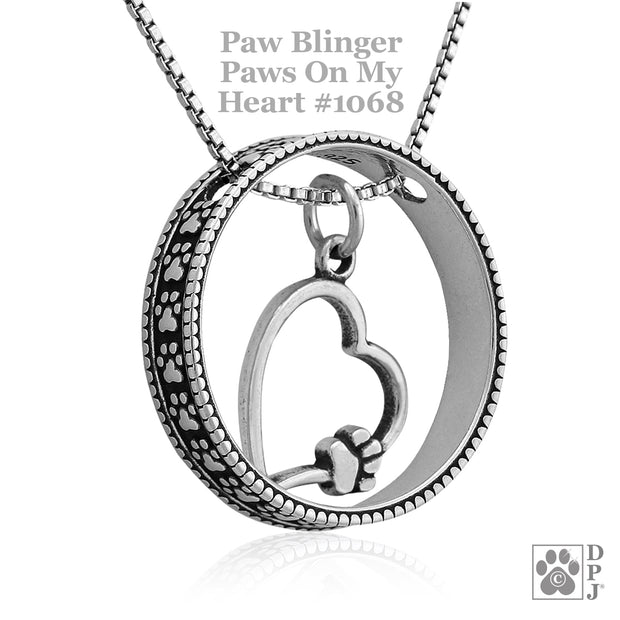 Paw Print Bling with Paws On My Heart Necklace