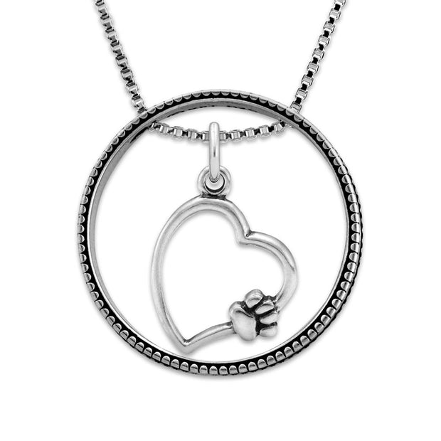 Paw Print Bling with Paws On My Heart Necklace