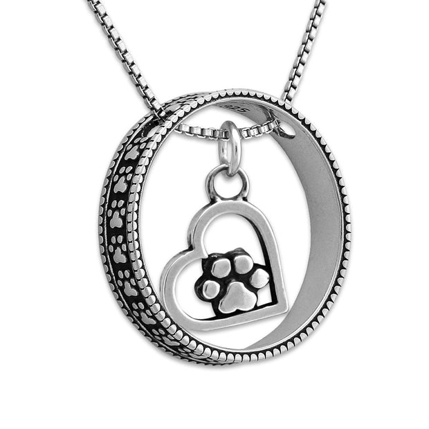 Paw Print Bling with You Walked Into My Heart Necklace