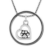 Paw Print Bling with You Walked Into My Heart Necklace