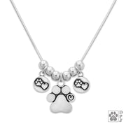 Paw Print Necklace,  Close To My Heart Meets Unconditional Love Charm Necklace