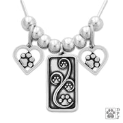 Paw Print Necklace, Tucked In My Heart Meets Journey Paws Charm Necklace