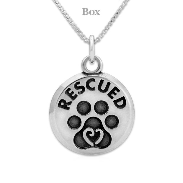 Personalized Paw Necklace, RESCUED Pendant