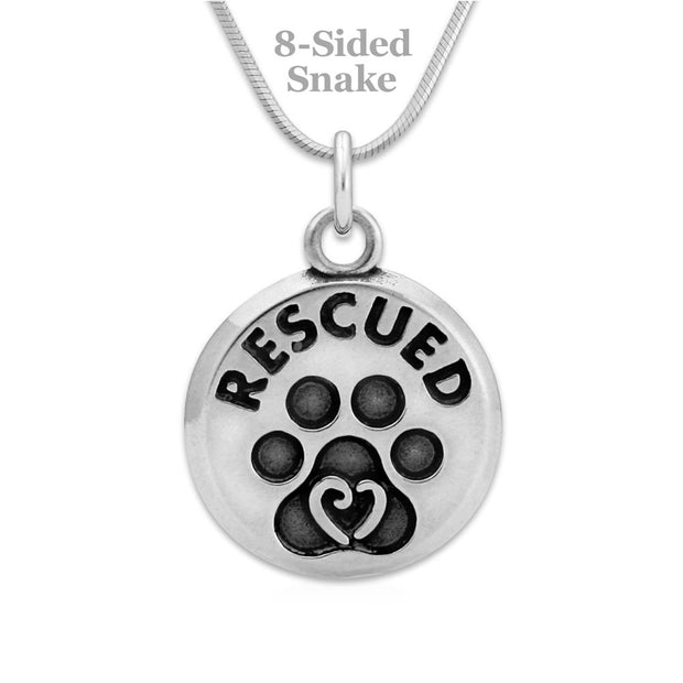 Personalized Paw Necklace, RESCUED Pendant