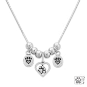 Dog Mom Necklace, We Love Paws Meets Tucked In My Heart Charm Necklace