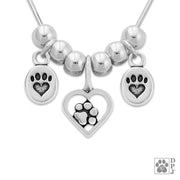 Dog Mom Necklace, We Love Paws Meets Tucked In My Heart Charm Necklace