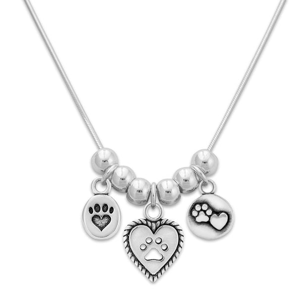 Paw and Heart Necklace, We Love Paws Meets Roped Into Your Love Meets Close To My Heart Charm Necklace