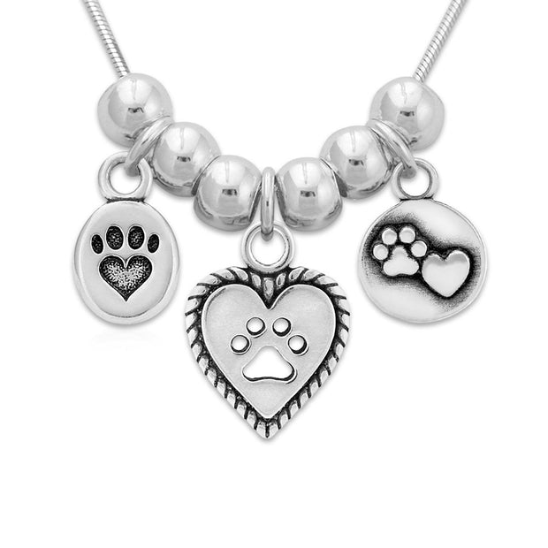 Paw and Heart Necklace, We Love Paws Meets Roped Into Your Love Meets Close To My Heart Charm Necklace
