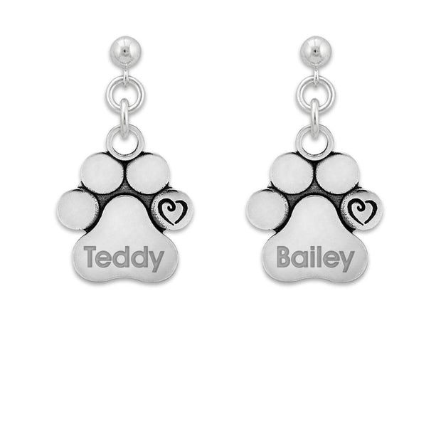 Personalized Paw Print Earrings, Unconditional Love