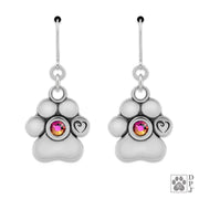 Personalized Crystal Paw Print Earrings, Unconditional Love Earrings