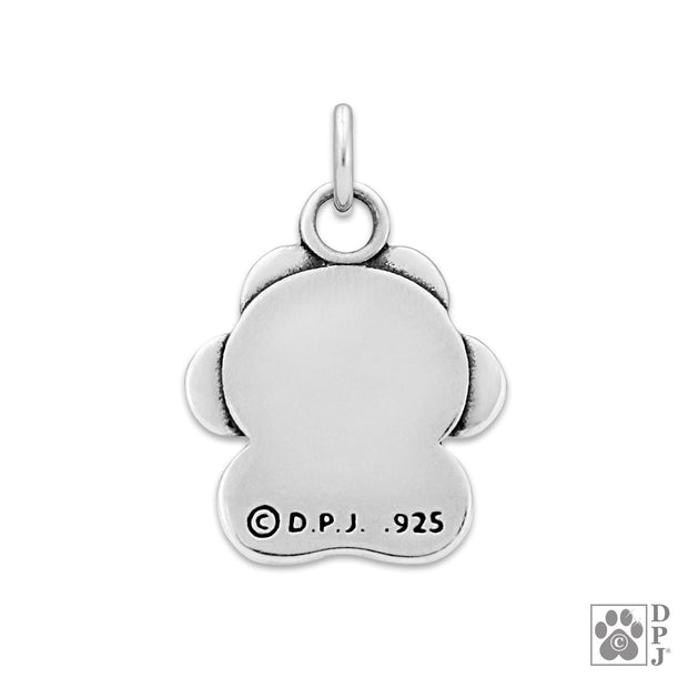 Personalized Paw Print In Sterling Silver, Unconditional Love w/Crystal Pendant