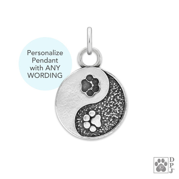 Personalized  Yin and Yang Necklace, Paw Pendant