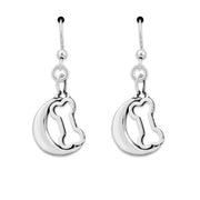 Dog Bone Dangle Earrings, Bark At The Moon