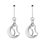 Dog Bone Dangle Earrings, Bark At The Moon